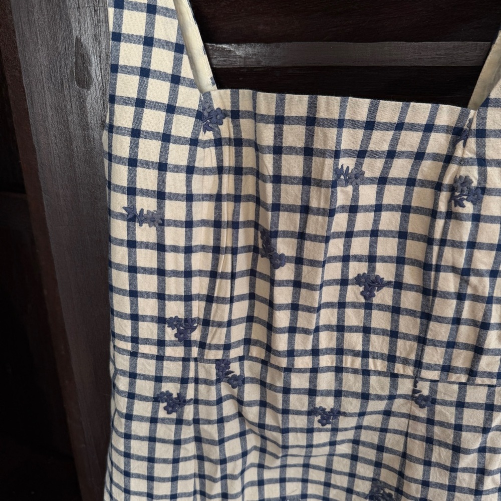 Sezane White and Navy Checked Mini Dress - Picture 5 of 11
